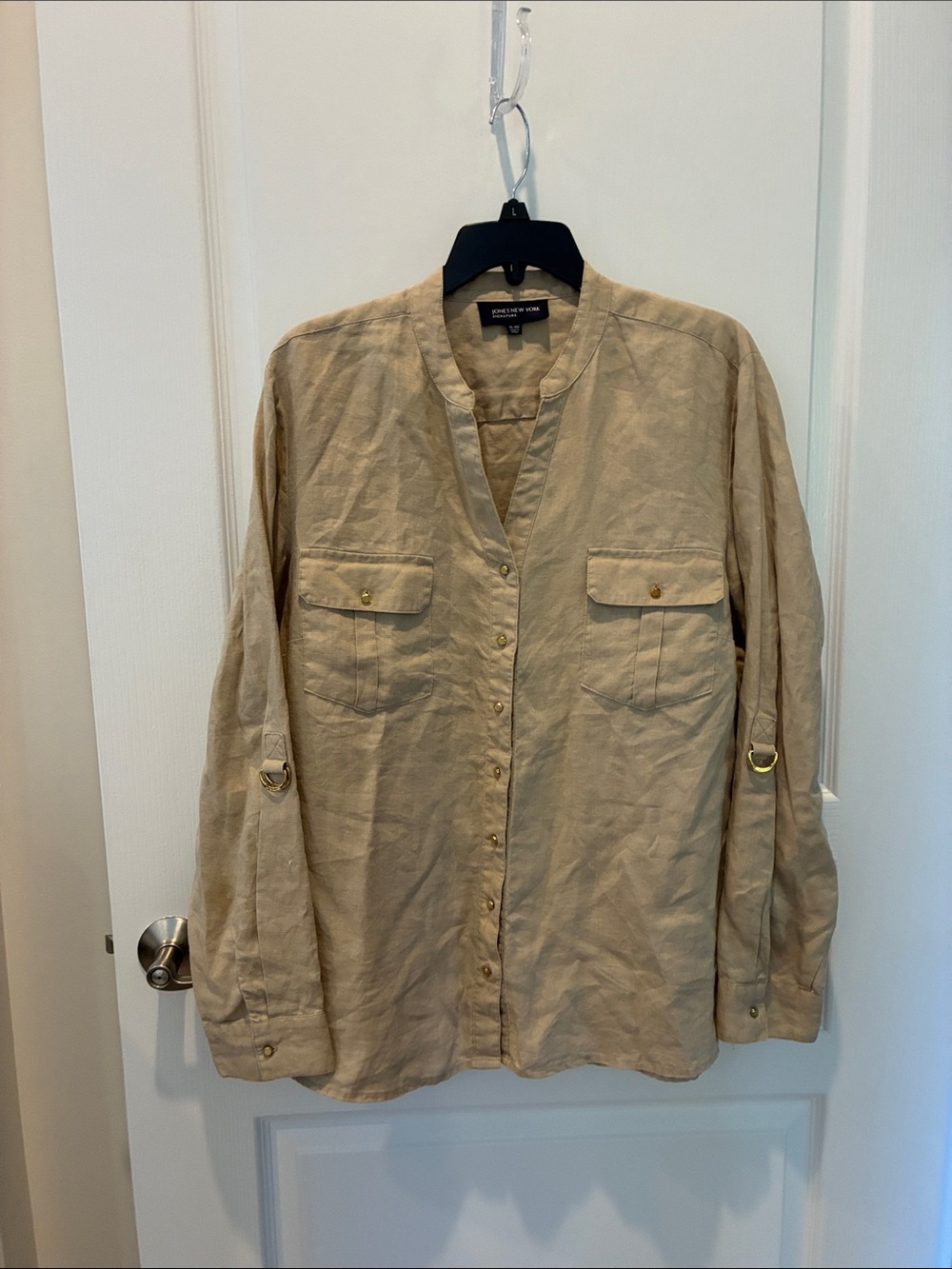 Jones New York Tan Utility Shirt Jacket with D-Ring Details